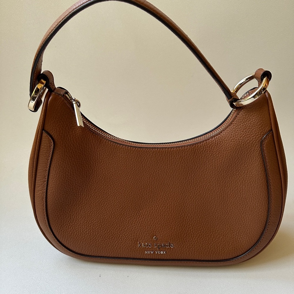 KATE Spade Leila Pebbled Leather Shoulder Bag Purse Warm Gingerbread - Picture 12 of 13